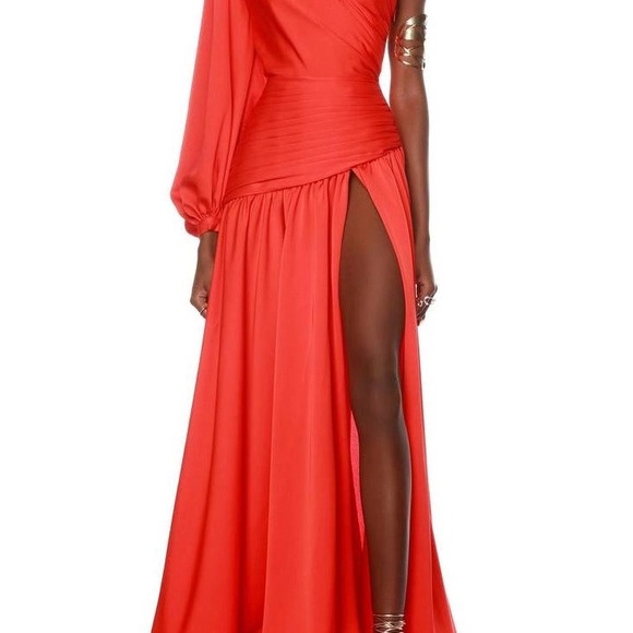 JARDINVUE, NWT Elegant One-Shoulder Red Evening Gown Size-L - Picture 1 of 2